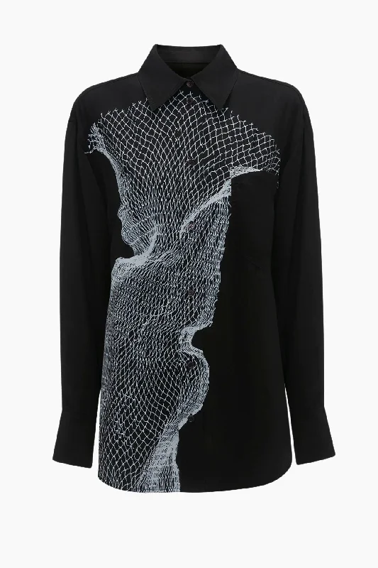 Victoria Beckham Long Sleeve Pyjama Shirt - Black/ White