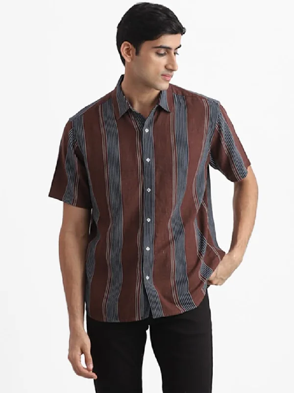 Women's pants with mesh panels Jeggings women jeans combining the comfort of leggings and style of jeans Ascot Brown Striped Relaxed-Fit Shirt Women's pants with mesh panels Jeggings women jeans combining the comfort of leggings and style of jeans Ascot Brown Striped Relaxed-Fit Shirt