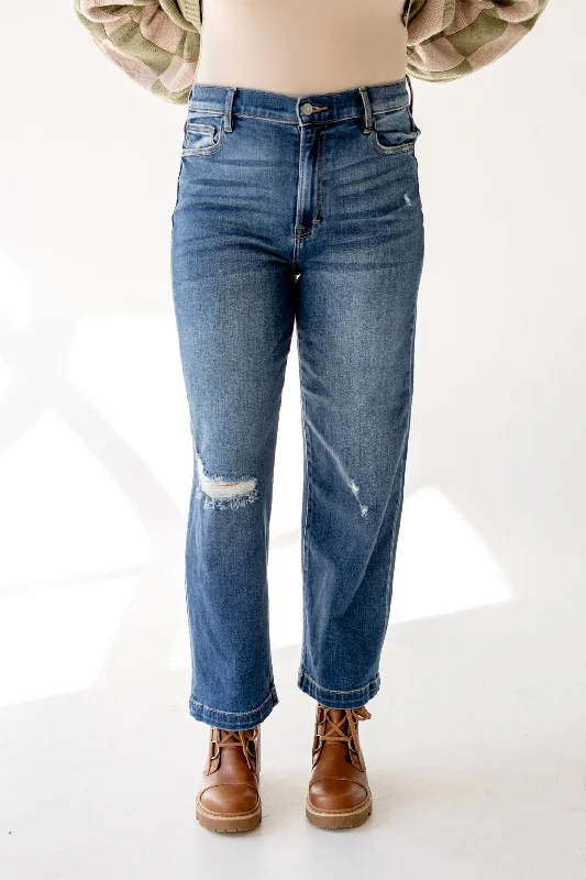 Women's spring - fresh floral pants Skinny women jeans with a form - fitting design Tracey High Rise Relaxed Cropped Straight Jean | Dark Women's spring - fresh floral pants Skinny women jeans with a form - fitting design Tracey High Rise Relaxed Cropped Straight Jean | Dark