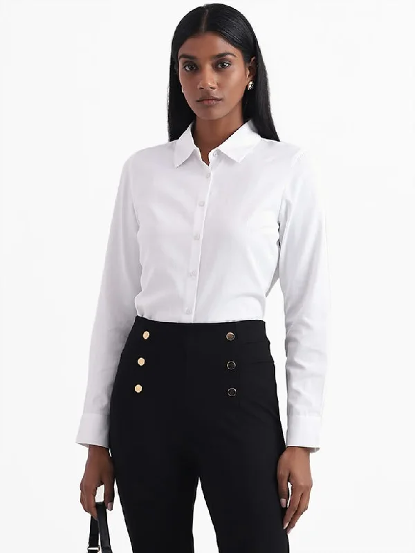 Women's eco - friendly organic pants Mom jeans for a nostalgic and casual look Wardrobe Plain White Cotton Shirt Women's eco - friendly organic pants Mom jeans for a nostalgic and casual look Wardrobe Plain White Cotton Shirt