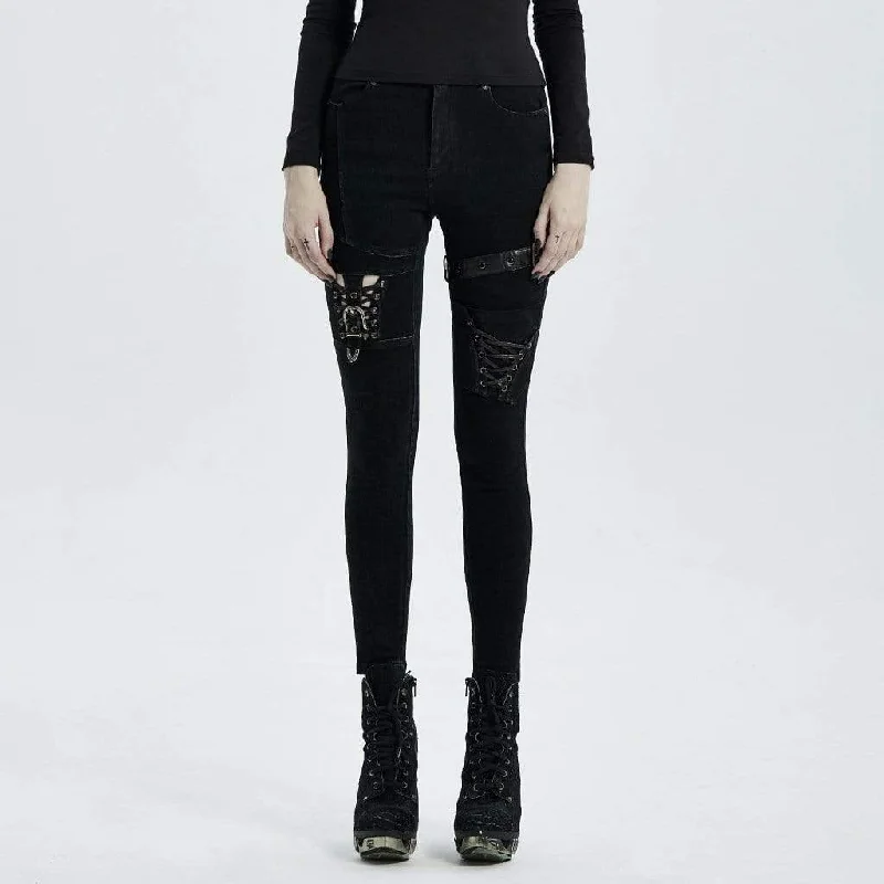 Women's pants for swimming (board shorts style) High - rise flare women jeans for a 70s - inspired look Women's Punk Cutout Buckles Skinny Jeans Women's pants for swimming (board shorts style) High - rise flare women jeans for a 70s - inspired look Women's Punk Cutout Buckles Skinny Jeans
