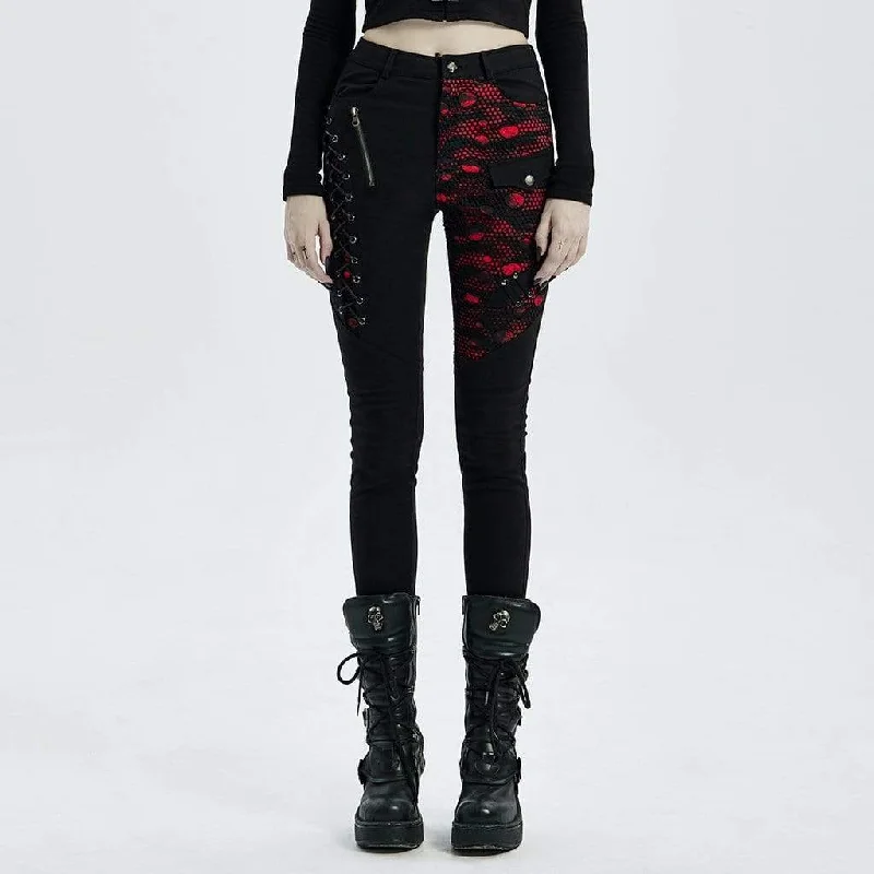 Women's suede fashion pants Jeggings women jeans combining the comfort of leggings and style of jeans Women's Punk Strappy Mesh Splice Skinny Jeans Red Women's suede fashion pants Jeggings women jeans combining the comfort of leggings and style of jeans Women's Punk Strappy Mesh Splice Skinny Jeans Red