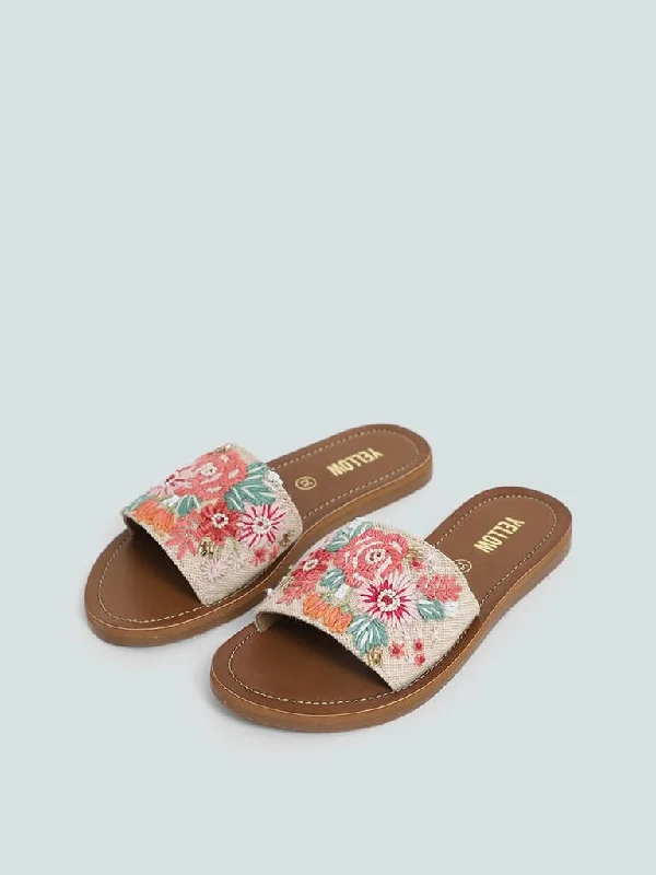 Women's pants for snowboarding Button - fly women jeans with a traditional touch Yellow Multicolored Floral Embroidered Slides Women's pants for snowboarding Button - fly women jeans with a traditional touch Yellow Multicolored Floral Embroidered Slides