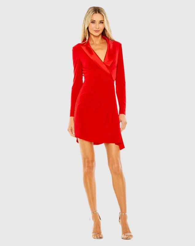 Printed mini dresses for a casual day outRed Long Sleeve Blazer Dress