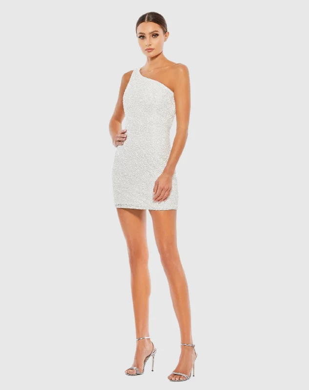 Mini dresses with criss - cross backs for a flirty lookOne Shoulder Sequined Mini Dress Mini dresses with criss - cross backs for a flirty lookOne Shoulder Sequined Mini Dress