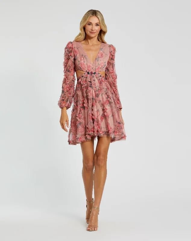 Mini dresses with criss - cross backs for a flirty lookLong Sleeve V-neck Cut Out Mini Dress Mini dresses with criss - cross backs for a flirty lookLong Sleeve V-neck Cut Out Mini Dress