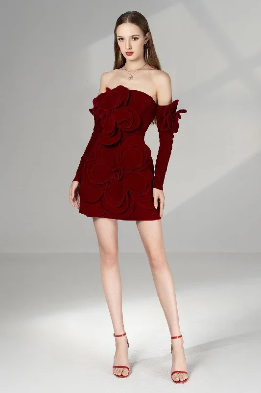 Mini dresses with beaded embellishments for a fancy eventAmora A-line Cold Shoulder Sleeved Velvet Mini Dress Mini dresses with beaded embellishments for a fancy eventAmora A-line Cold Shoulder Sleeved Velvet Mini Dress