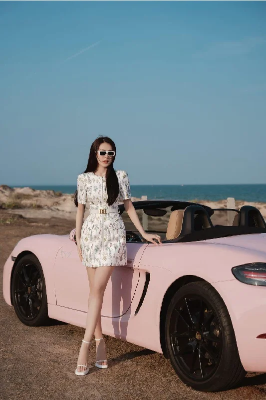 Linen mini dresses for a breathable summer optionAriana A-line Round Neck Carolan Mini Dress