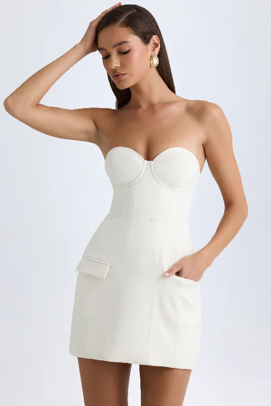Mini dresses with button - down frontsStrapless Structured Tulip Mini Dress in Vanilla