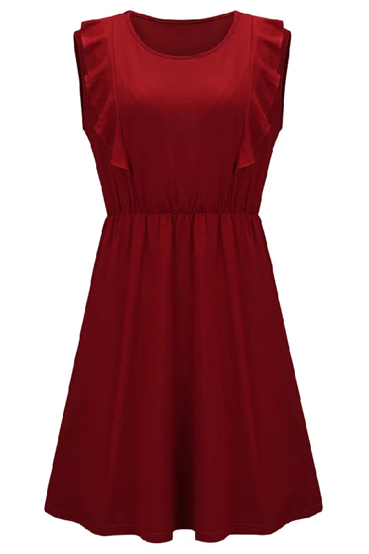 Ruffled mini dresses for a romantic touchComfortable Breastfeeding Ruffled Fashion Solid Color Dress Ruffled mini dresses for a romantic touchComfortable Breastfeeding Ruffled Fashion Solid Color Dress