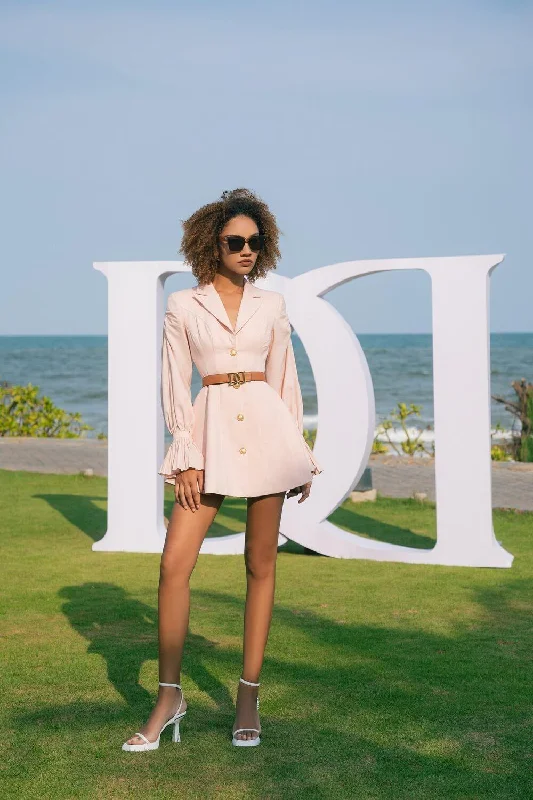 Mini dresses with belted waists for a defined silhouetteEsther Shirt Folded Collar Linen Mini Dress