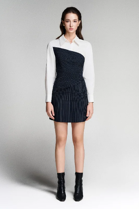 Denim mini dresses with distressed detailsFalah Sheath Collared Neck Polycotton Mini Dress Denim mini dresses with distressed detailsFalah Sheath Collared Neck Polycotton Mini Dress