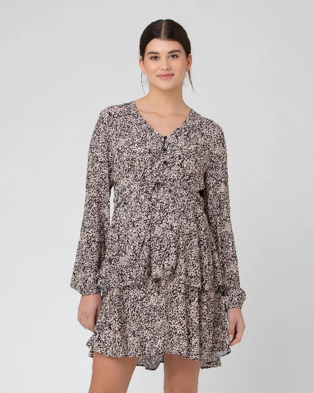 Florence Layered Dress  Black / Dusty Pink