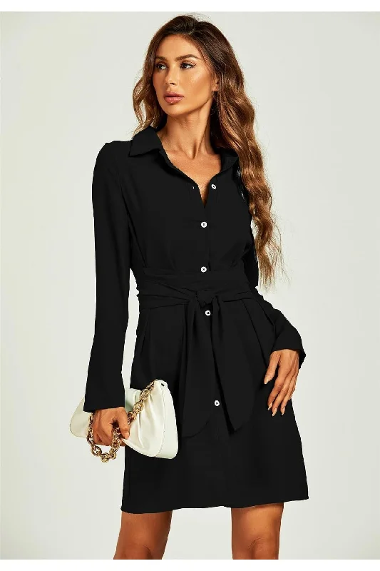 Mini dresses with pocket details for added functionalityFS Collection Shirt Mini Wrap Dress In Black Mini dresses with pocket details for added functionalityFS Collection Shirt Mini Wrap Dress In Black