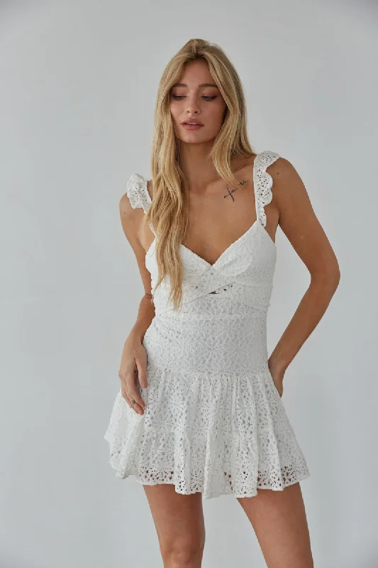Floral print mini dresses for summer partiesLiliana Eyelet Lace Mini Dress