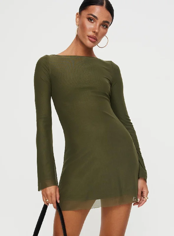 Mini dresses with abstract prints for an artistic lookLukea Long Sleeve Mini Dress Olive Mesh Mini dresses with abstract prints for an artistic lookLukea Long Sleeve Mini Dress Olive Mesh