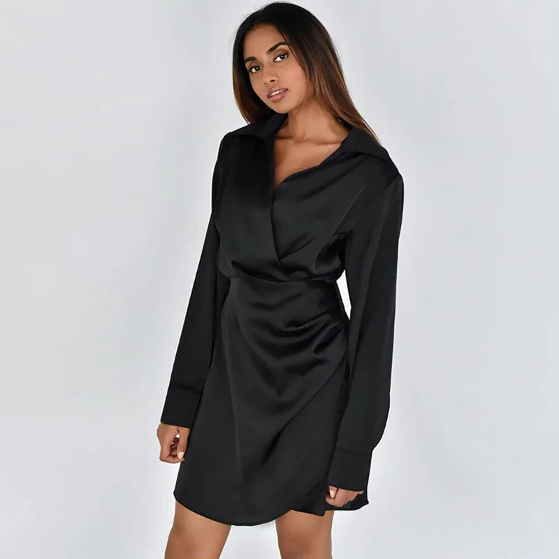 Mini dresses with geometric prints for a modern aestheticV Neck Long Sleeve Shirt Mini Dress - Black Mini dresses with geometric prints for a modern aestheticV Neck Long Sleeve Shirt Mini Dress - Black