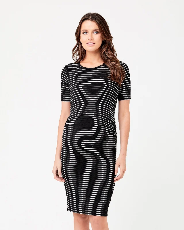 Mia Short Sleeve Nursing Dress Black / Flint