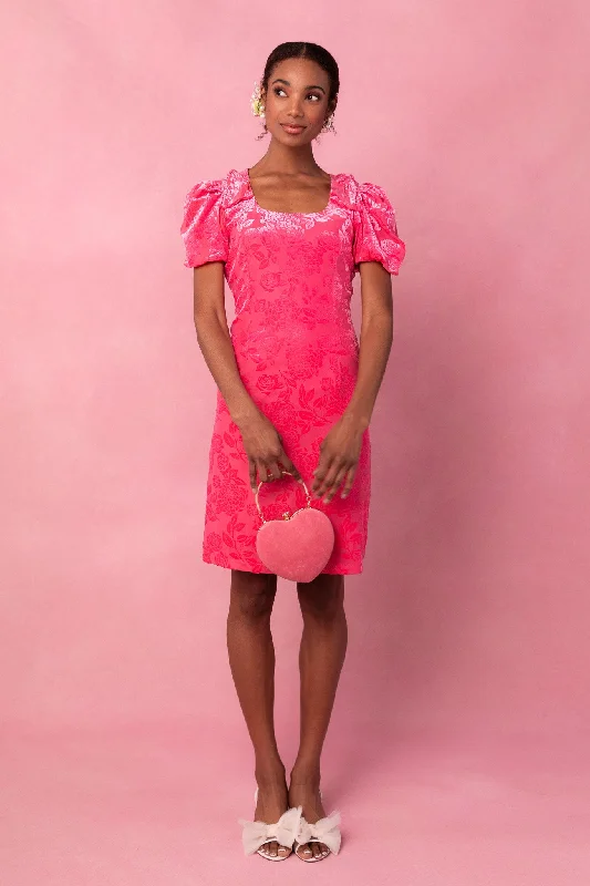 Ruffled mini dresses for a romantic touchNina Bow Dress in Pink Velvet