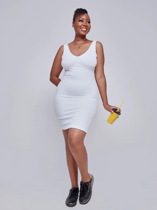 Mini dresses with high - low hems for a modern twistSleeveless Pencil Dress - White