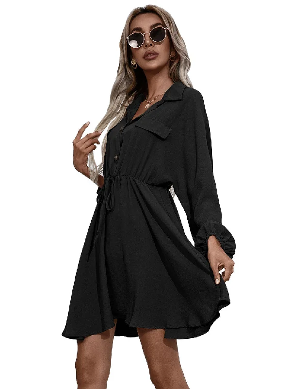 Remy Cotton Pocketed Shirt Dress - Ink - FINAL SALE