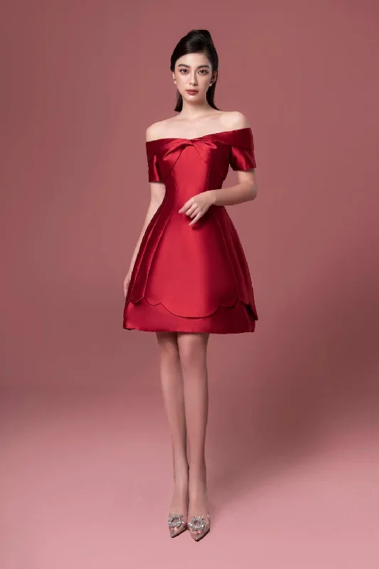 Rosaline A-line Off-Shoulder Taffeta Mini Dress