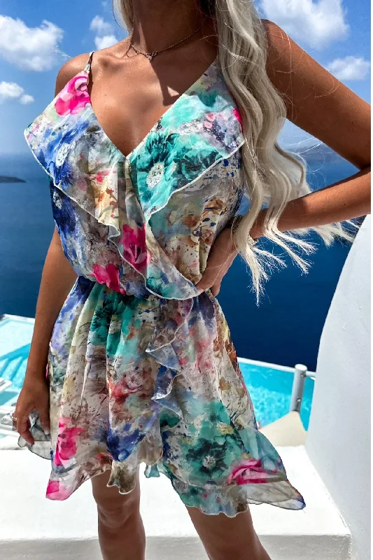 Mini dresses with halter necks for a stylish choiceSacha Blue Print Chiffon Dress
