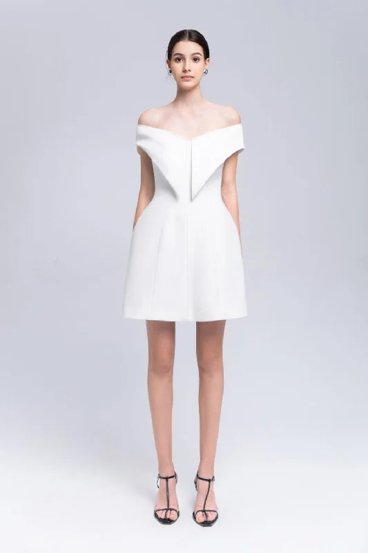 Mini dresses with ruched bodices for a feminine touchSedna A-line Off-Shoulder Taffeta Mini Dress Mini dresses with ruched bodices for a feminine touchSedna A-line Off-Shoulder Taffeta Mini Dress