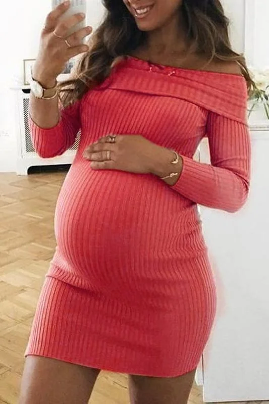 Sexy Bodycon Off-the-shoulder Short Maternity Dress