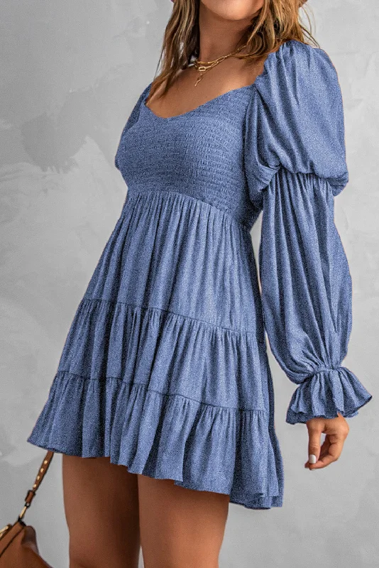 Strapless mini dresses for a beach vacationSmocked Off-Shoulder Tiered Mini Dress
