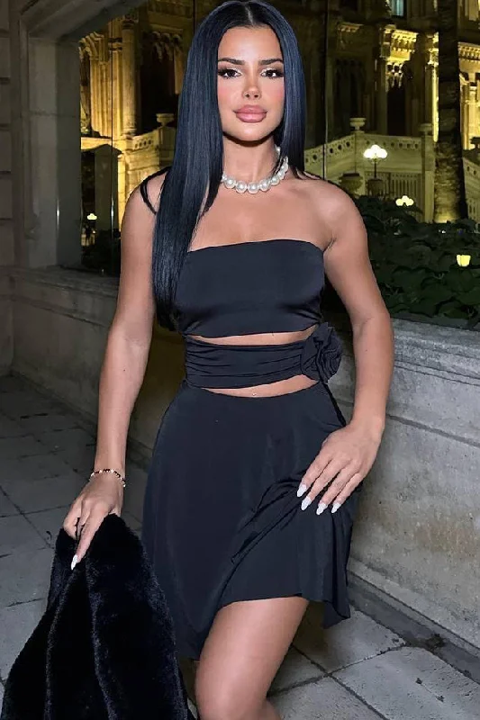Mini dresses with button - down frontsSummer Black Bandeau Cut Out Dress