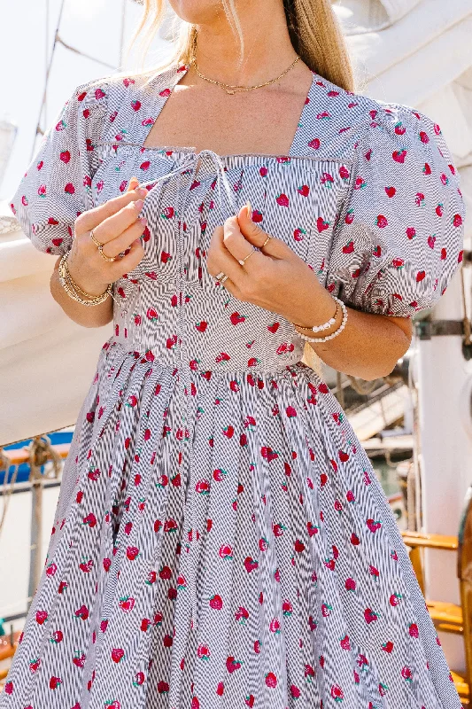 Mini dresses with empire waists for a flattering fitThea Dress in Strawberry