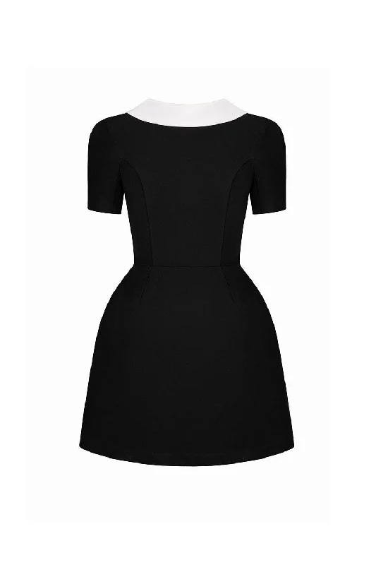 Mini dresses with beaded embellishments for a fancy eventBlack Cowl Neck Dress
