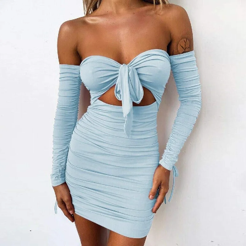 Cotton mini dresses for a comfortable everyday optionFashionSierra - Women Bodycon Dress Off Shoulder Long Sleeve Hollow Out Solid Clubwear Party Ladies Casual Slim Mini Dress Cotton mini dresses for a comfortable everyday optionFashionSierra - Women Bodycon Dress Off Shoulder Long Sleeve Hollow Out Solid Clubwear Party Ladies Casual Slim Mini Dress