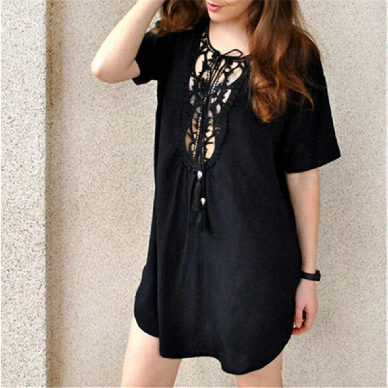 Polyester mini dresses for easy careFashionSierra - Women Short Sleeve Loose Mini Dress Ladies Summer Shirt Solid Casual V-Neck Holiday Beach Dress Sundress Polyester mini dresses for easy careFashionSierra - Women Short Sleeve Loose Mini Dress Ladies Summer Shirt Solid Casual V-Neck Holiday Beach Dress Sundress