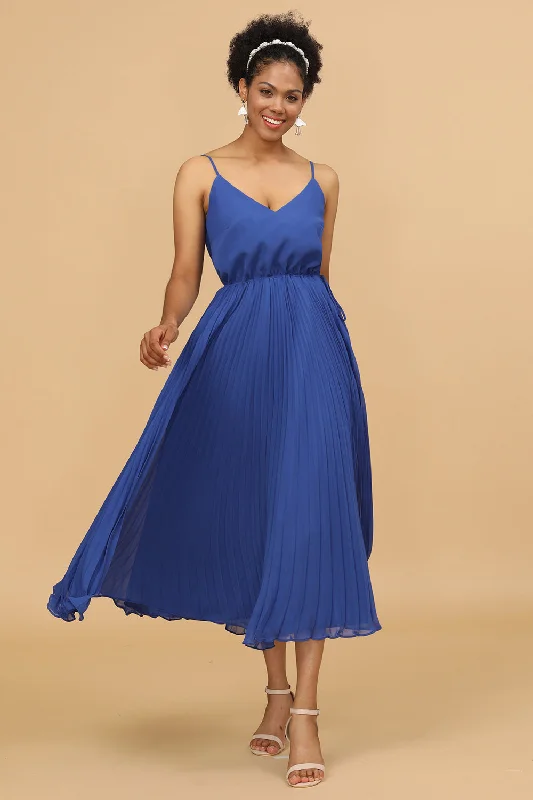 Strapless wedding guest dresses with rhinestone - studded bodicesA Line Spaghetti Straps Royal Blue Tea Length Bridesmaid Dress Strapless wedding guest dresses with rhinestone - studded bodicesA Line Spaghetti Straps Royal Blue Tea Length Bridesmaid Dress