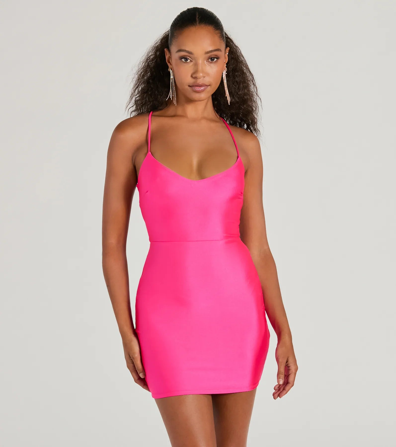 Bodycon dress with a pleated bodice​All About Fab Strappy Back Dress