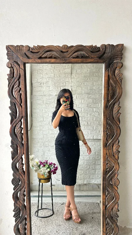 Long - sleeved bodycon dress for a formal winter event​Black beauty 34-37bust/l:40