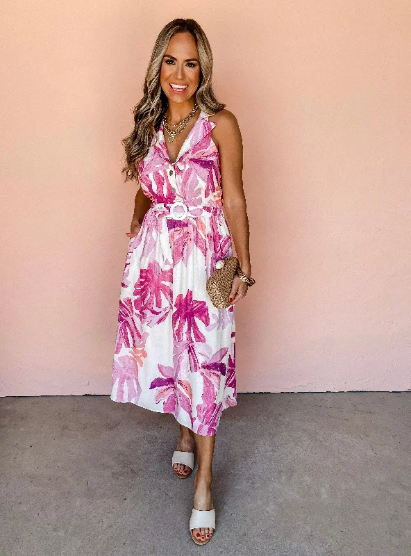 Sleeveless wedding guest dresses with ruffled hemsIn The Tropics Belted Sleeveless Dress Sleeveless wedding guest dresses with ruffled hemsIn The Tropics Belted Sleeveless Dress