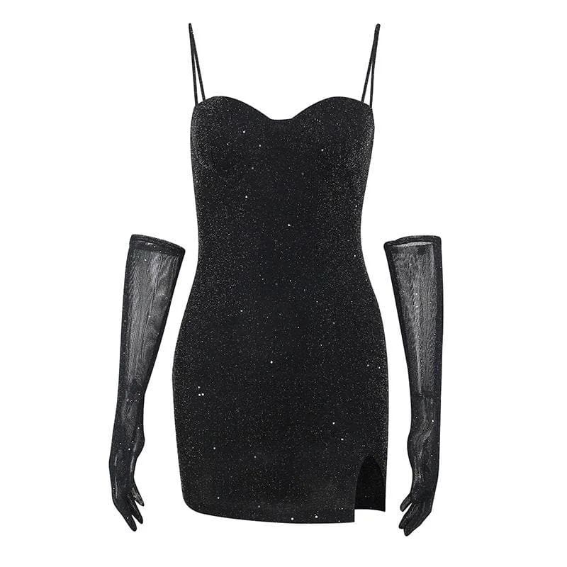 Velvet cocktail dresses with long sleeves for winter galasBerryBetty - Gloves solid beaded slit sweetheart neck cami mini dress Velvet cocktail dresses with long sleeves for winter galasBerryBetty - Gloves solid beaded slit sweetheart neck cami mini dress