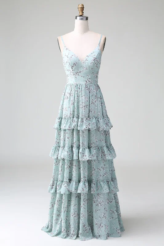 Lace - and - tulle wedding guest dresses with sweetheart necklinesGrey Green Spaghetti Straps Long Bridesmaid Dress With Ruffles Lace - and - tulle wedding guest dresses with sweetheart necklinesGrey Green Spaghetti Straps Long Bridesmaid Dress With Ruffles