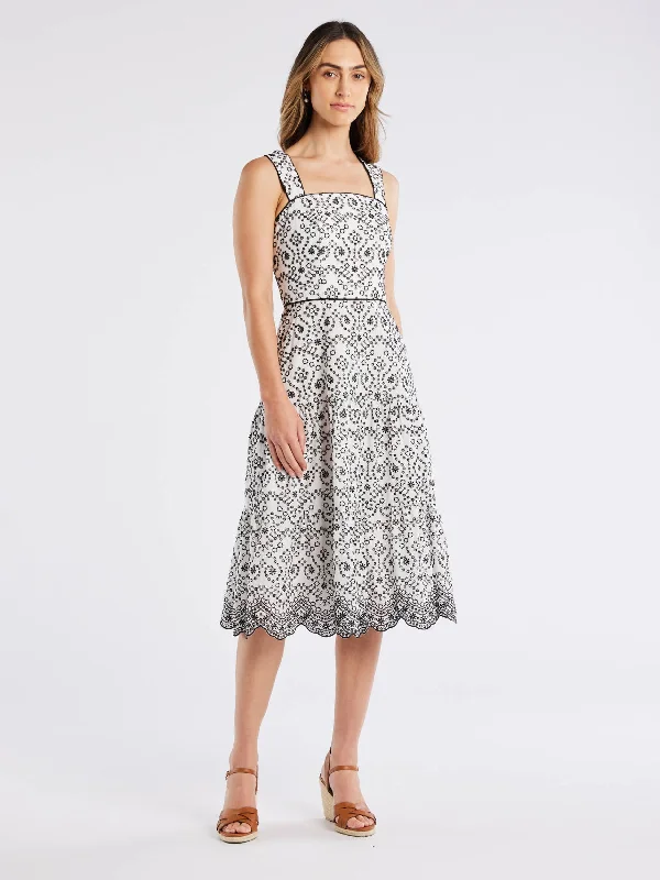 Satin cocktail dresses with a high - low hem for a modern touchIsla Broderie Dress