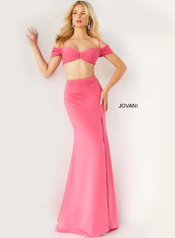Bodycon dress for a business networking event​Jovani 07444 Off Shoulder Two Piece Long Prom Gown