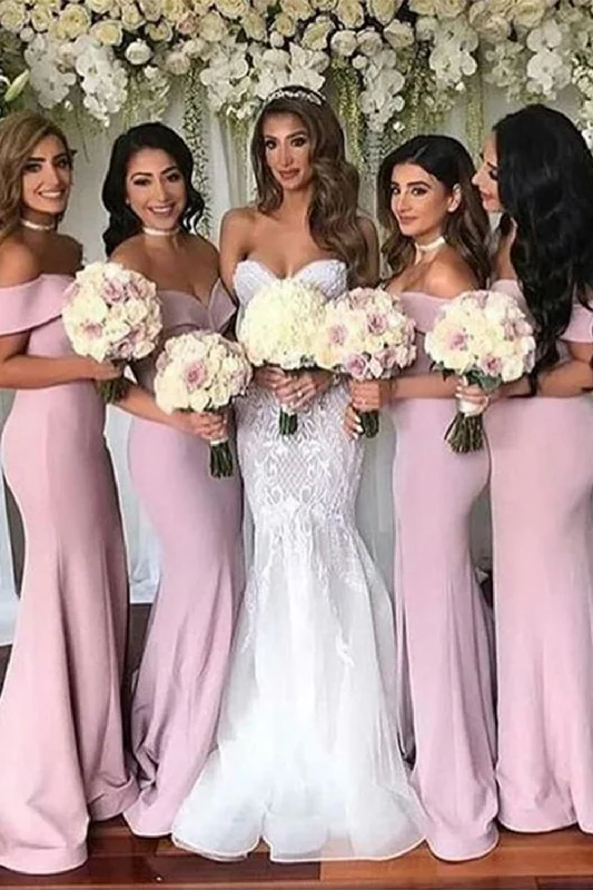 Strapless wedding guest dresses with rhinestone - studded bodicesMermaid Light Pink Long Bridesmaid Dress Strapless wedding guest dresses with rhinestone - studded bodicesMermaid Light Pink Long Bridesmaid Dress