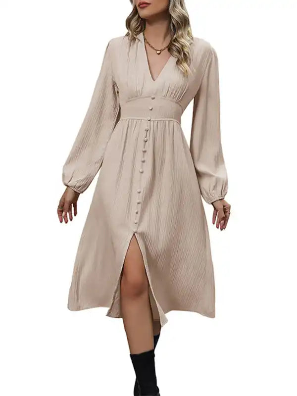 Sequined cocktail dresses with a mermaid silhouetteNew elegant solid color long sleeve slit dress Sequined cocktail dresses with a mermaid silhouetteNew elegant solid color long sleeve slit dress