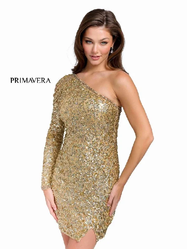 Bodycon dress with a scalloped edge​Primavera Couture Beaded Short Prom Dress 3853