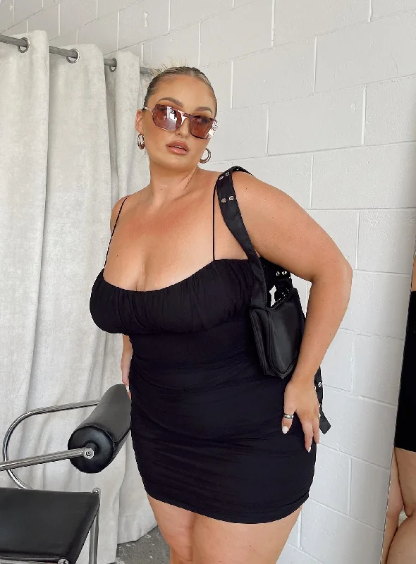 Bodycon dress with a one - shoulder design​Penney Mini Dress Black Curve
