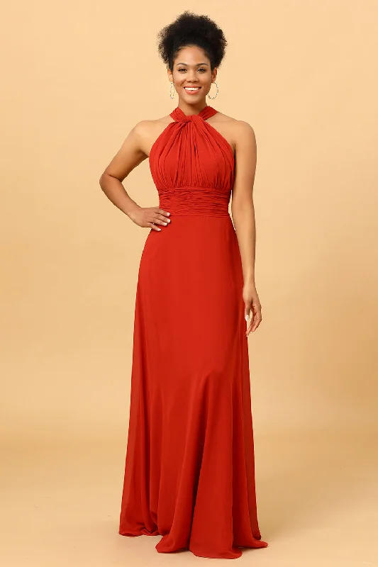 Wedding guest dresses with cut - out details and midi lengthsRust Red Convertible Chiffon Bridesmaid Dress Wedding guest dresses with cut - out details and midi lengthsRust Red Convertible Chiffon Bridesmaid Dress