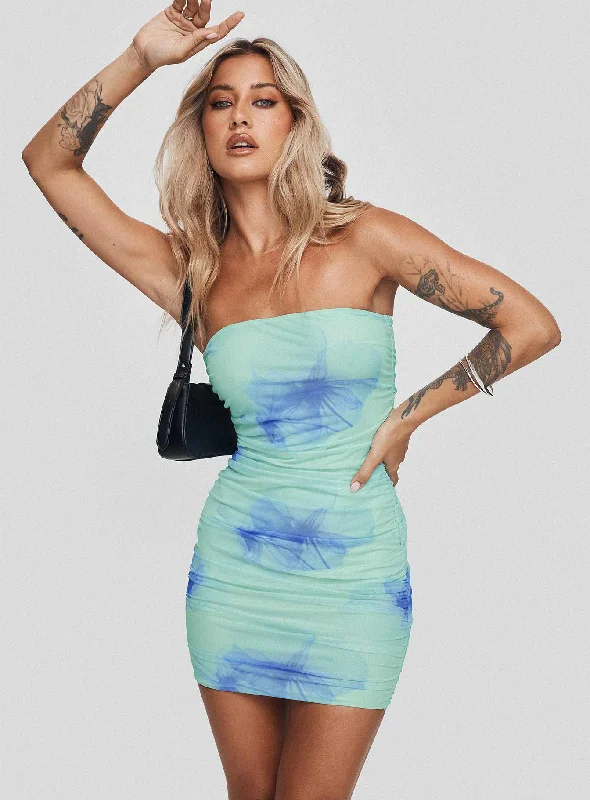 Cocktail dresses with a floral print and a peplum waistMicah Mini Dress Blue Floral