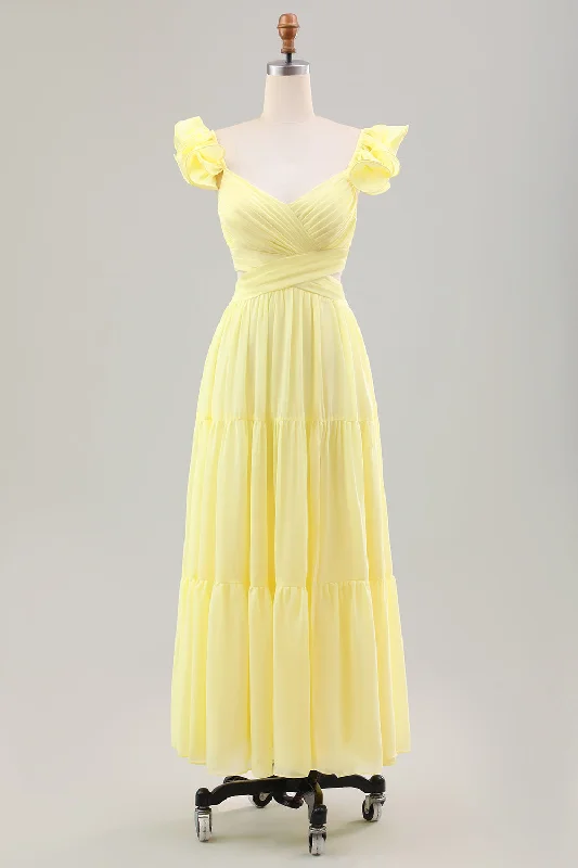 Wedding guest dresses with abstract prints and long trainsSimple Lemon Yellow A Line Pleated Ruffled Wedding Guest Dress Wedding guest dresses with abstract prints and long trainsSimple Lemon Yellow A Line Pleated Ruffled Wedding Guest Dress